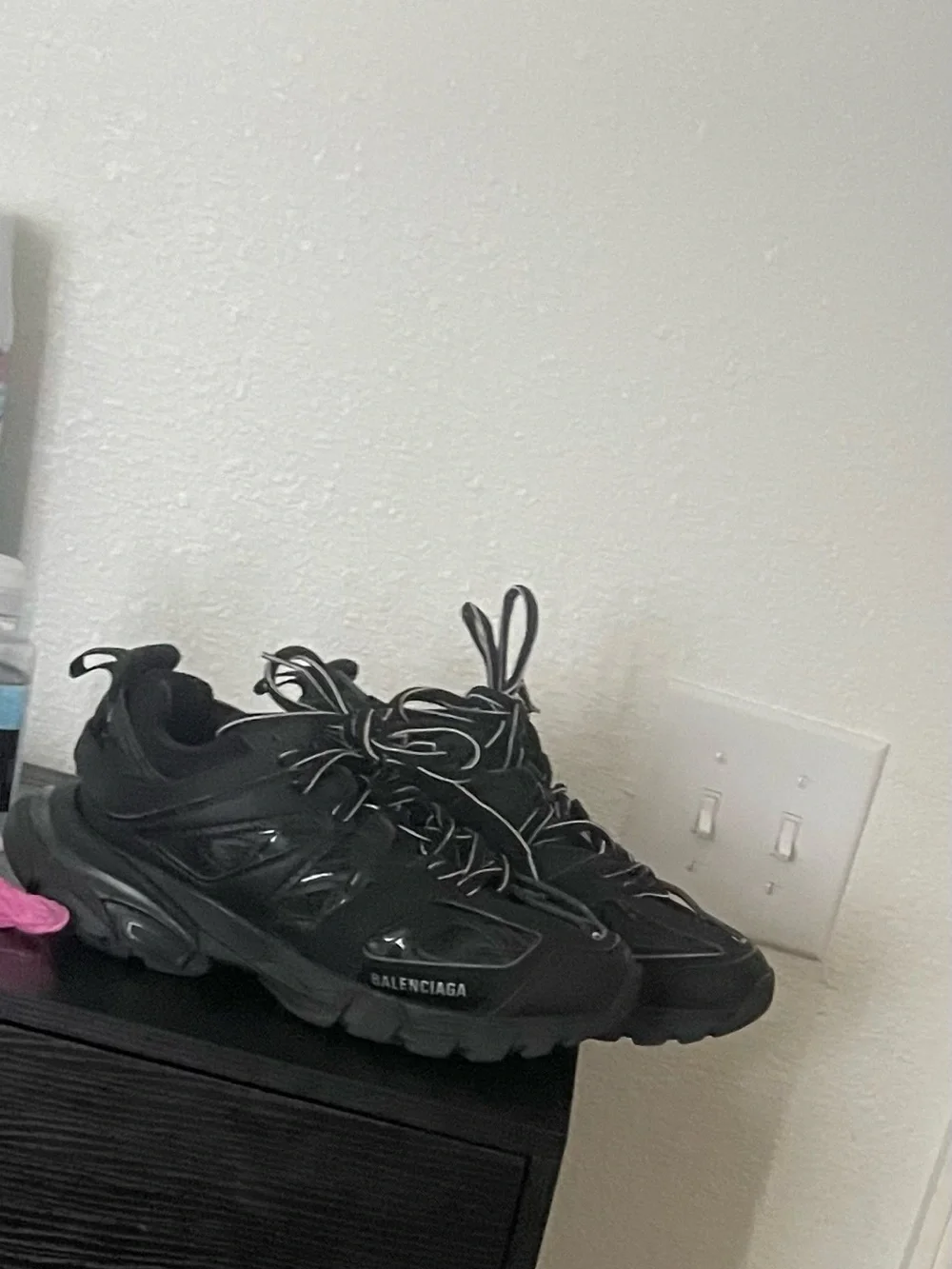 Balenciaga Men's Black Layered Track Sneakers